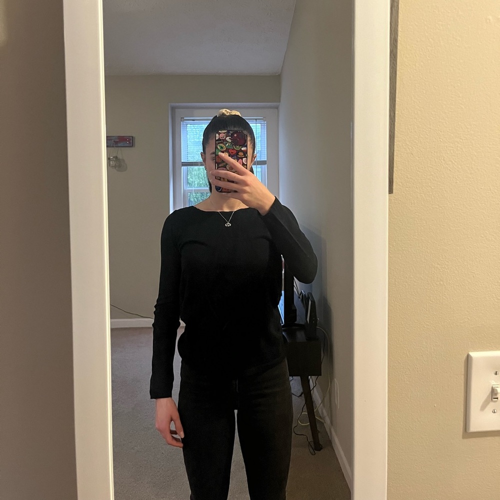Sfera Black Open Back Knit Sweater